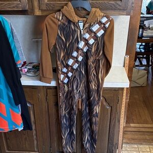 Star Wars Chewbacca Fleece Hooded 1-Piece Pajamas/Halloween Costume Men’s Med